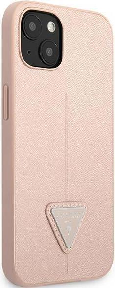 Image du produit Guess GUHCP13SPSATLP iPhone 13 mini 5.4 pouces Rouge/Rose Hard Case SaffianoTriangle Logo (Apple iPhone 13 mini)