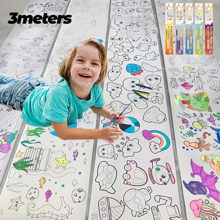 Produktbild Activity Board Doodle Malerei Rolle, DIY Malerei Farbe Füllen, lange Bild Malerei Rolle, Kinder Zeichnung Rolle