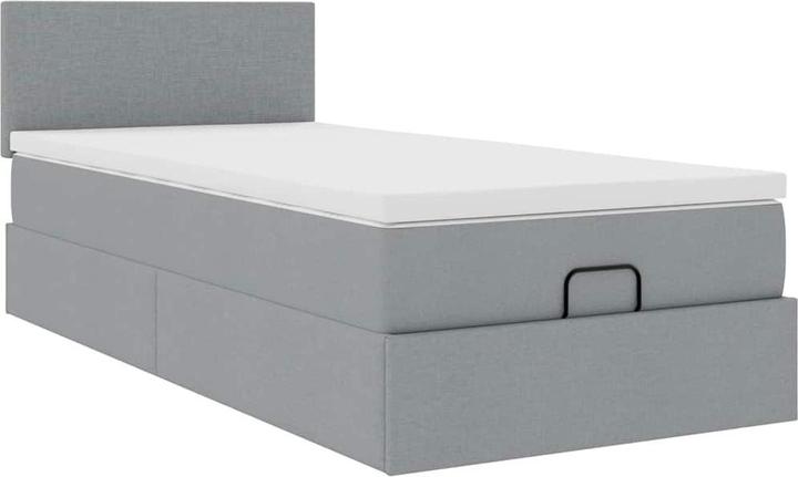 Image du produit VidaXL Ottoman-lit avec matelas Gris clair 90x190 cm Tissu (90 x 190 cm)