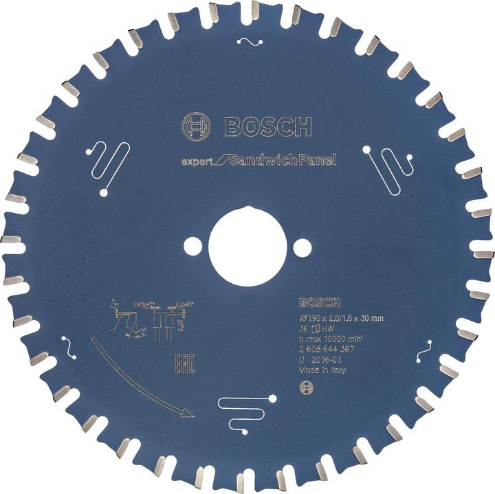 Bosch Professional Zubehör Circular saw blade Expert for Sandwich Panel, 190 x 30 x 2.0 mm, 36