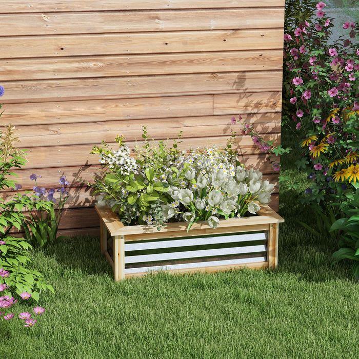 Actual product image Swisshandel24 Metal raised bed, flower box planter box with wooden frame, vegetable bed, herb bed for garden, B