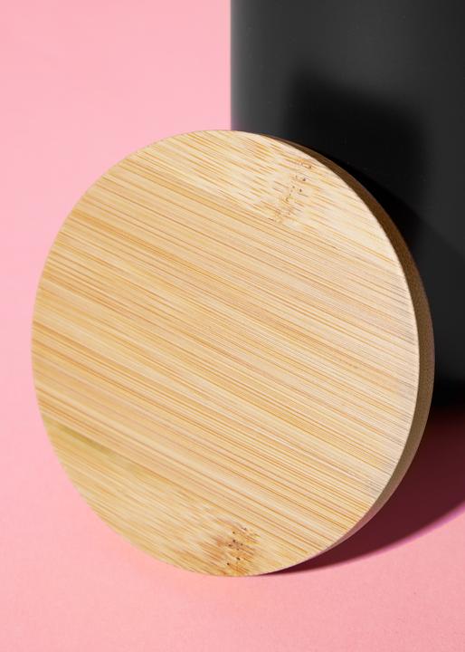 Actual product image KoRo Black earthenware storage jar with bamboo lid 1180 ml