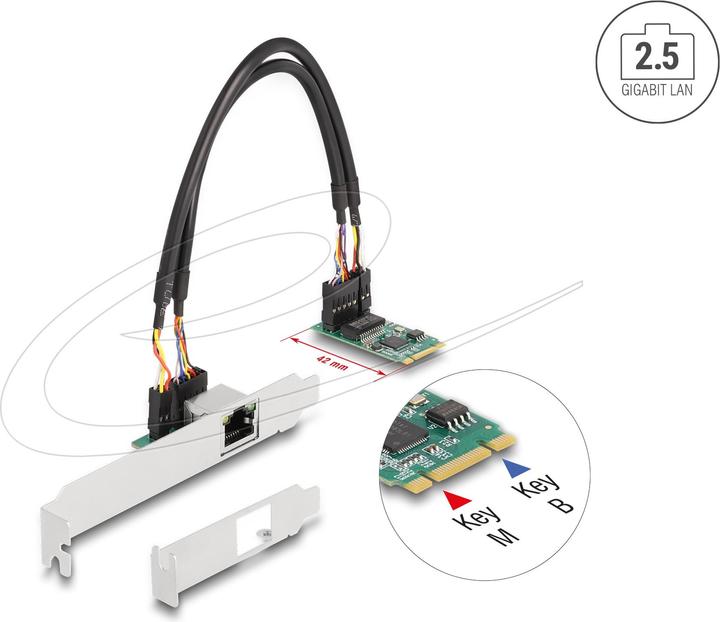 Produktbild Delock Konverter M.2 Key B+M 1 x RJ45 2,5 Gigabit LAN (M.2 Key B)
