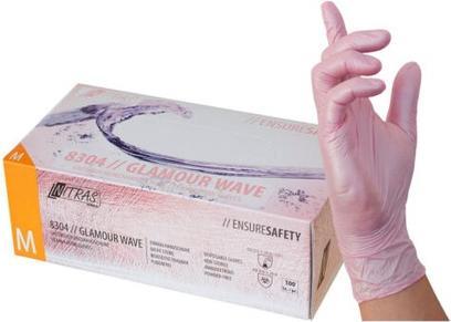 Image du produit Medical Care Dental NITRAS GLAMOUR WAVE, gants nitrile jetables, rose (code couleur : 6300), nacrés, non stériles, rollr (M)