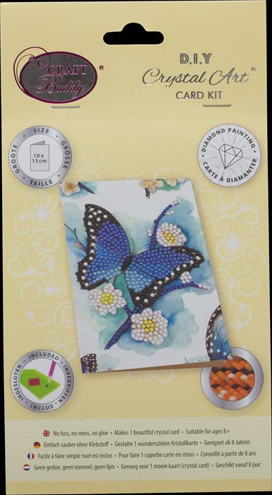 Image du produit Craft Buddy Papillon bleu, carte d'art en cristal 10x15cm