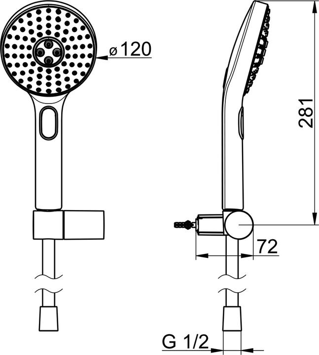 Image du produit Hansa HANSAACTIVEJET Garniture de douche à main, 3 jets, diamètre 120mm, 84380133 (3 Types de jets, 15 l/min)