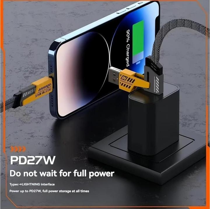 Produktbild Ven-Dens 4-in-1 Flexible & Flip USB-C, Lightning, USB-A 65W, 27W PD Kabel 1.2m (USB 3.2 Gen 1)