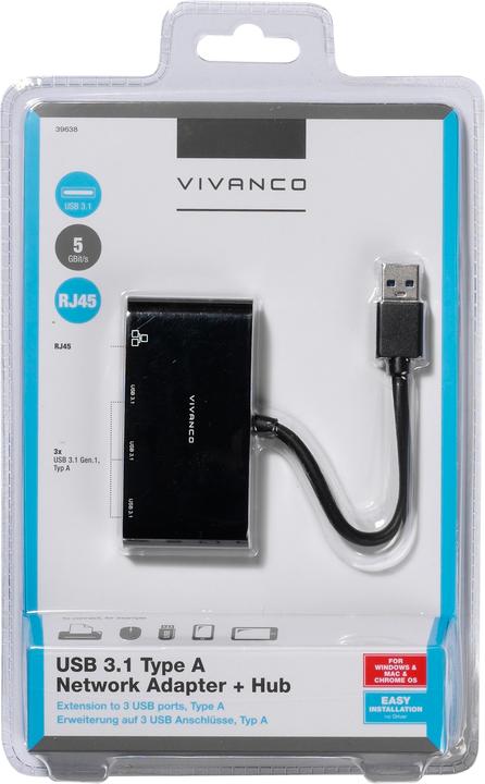 Actual product image Vivanco USB 3.1 Hub (USB-C, 4 Ports)