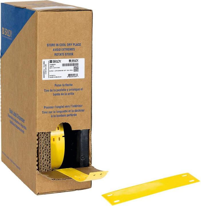 Produktbild Brady BM71-15x75-7598-YL, Polyester, Gelb, Glänzend, 15.00 x 75.00 mm, nicht klebend, Grossrolle (2