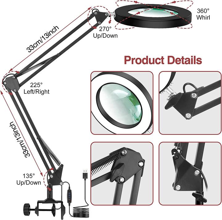 Image du produit Newacalox Lampe de bureau LED avec loupe (960 lm)