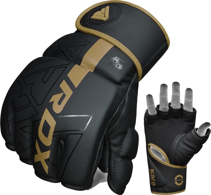 Actual product image Rdx Grappling Gloves F6 Matte Golden-L (4 OZ, L)