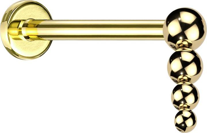 Star Piercing Micro Labret Innengewinde vergoldet Tropfen Kugeln (ohne Messing, Titan G23)