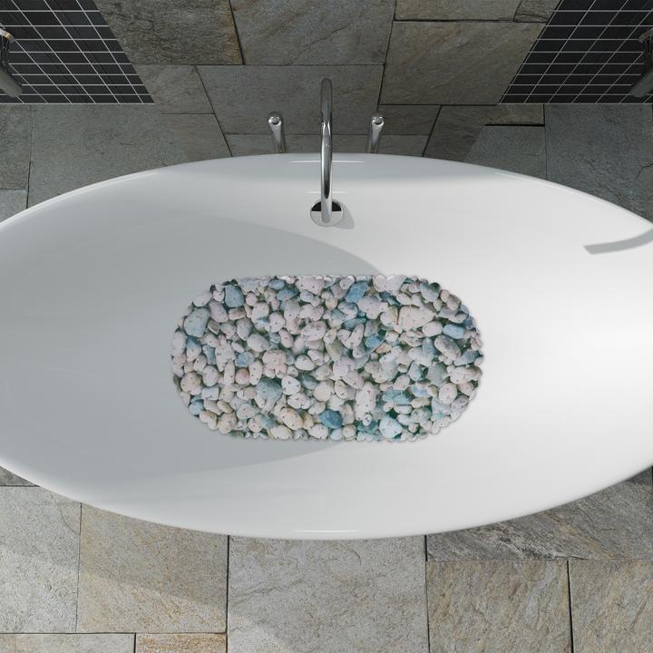 Actual product image Relaxdays Anti-Slip Bath Mat, Stone-look (36 x 68 x 0.5 cm)