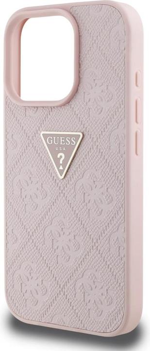Actual product image Guess Hardcase PU Grained Hot Stamp 4G Triangle Metal Case for iPhone 16 Pro Max 6,9" Pink (Apple iPhone 16 Pro Max)