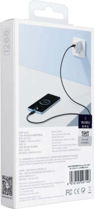 Immagine prodotto Wiwu Cable - Platinum Series Data Cable Wi-C019 USB A to USB C 3A 1,2m - black (1.20 m)