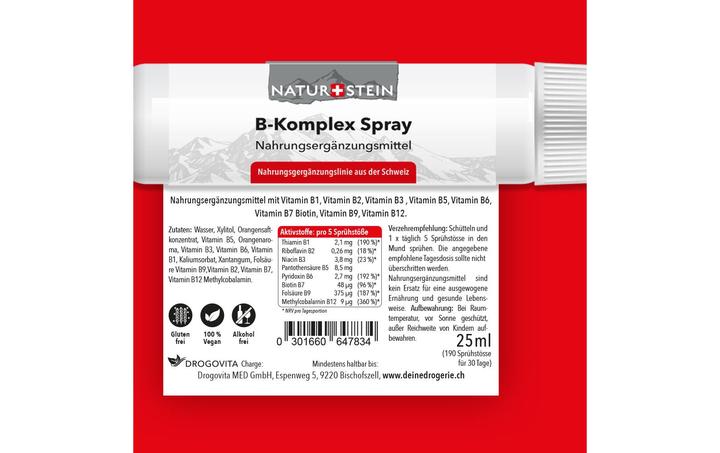 Nutritional values and ingredients Naturstein Vitamin Spray B-Komplex (1 Piece, Spray, 41 g)