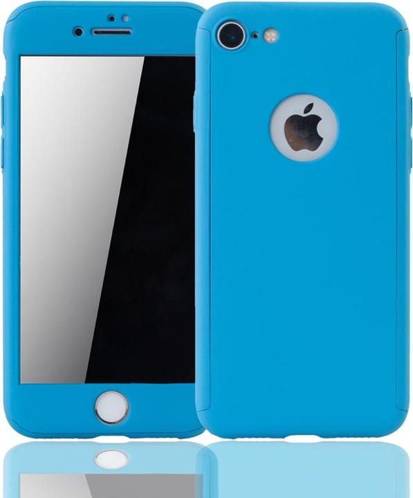 Produktbild König Design Hülle Handy Schutz für Apple iPhone 8 Full Case Cover Displayschutz Bumper Blau (Apple iPhone 8)