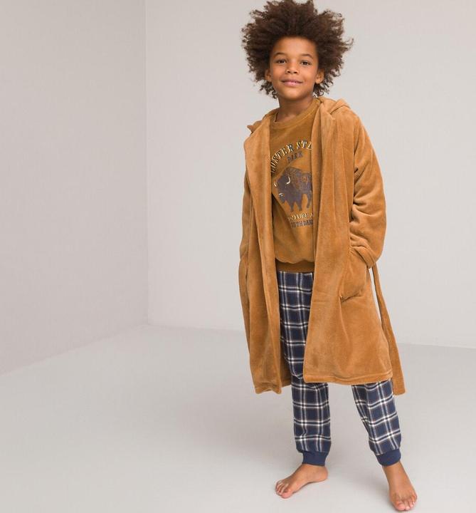 Image du produit La Redoute Collections Peignoir en polaire avec capuche brodée (116)