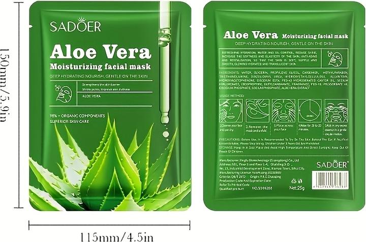 Produktbild PhoneLook 8er Pack Aloe Vera Tuchmasken feuchtigkeitsspendend und straffend mit Hyaluronsäure alkoholfrei (25 ml)