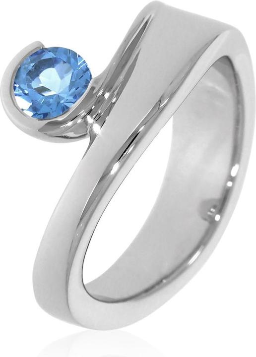 Immagine prodotto Xen Anello con topazio blu da 5 mm, circa 0,54 carati, placcato in rodio (58, 925 Argento)