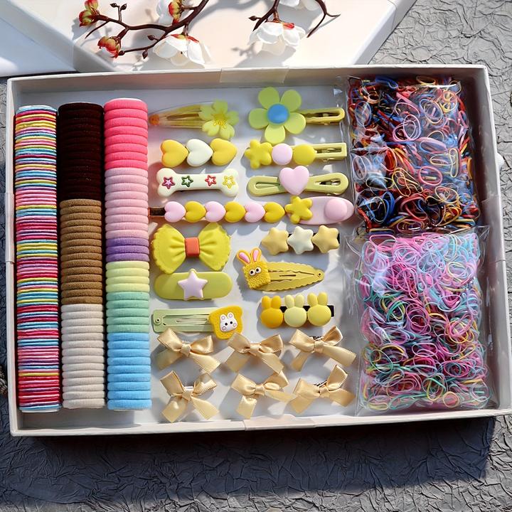 Immagine prodotto Activity Board 2170pcs Haar Styling Wesentliche Zubehör bunte elastische Haarbänder Harz Haar Zubehör Set (2170 pz.)