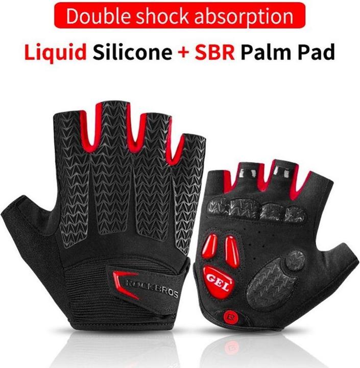Image du produit Rockbros S169BR M gants de cyclisme avec inserts en gel - noir et rouge (M)