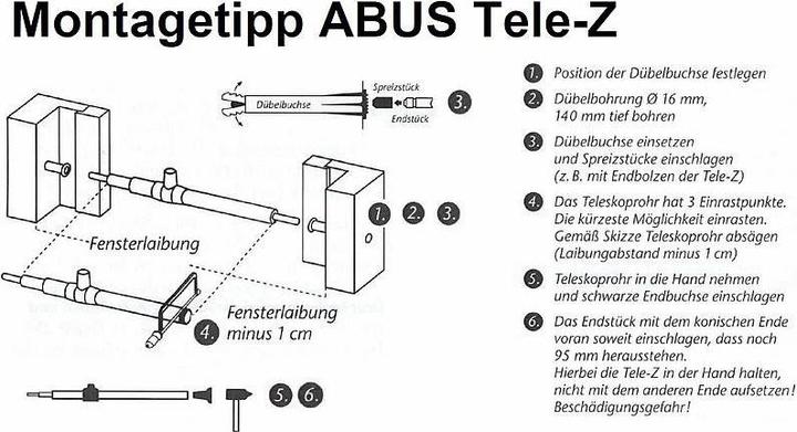 Actual product image Abus Tele-Z 140 Chr. AL0125 Telescopic rod chrome