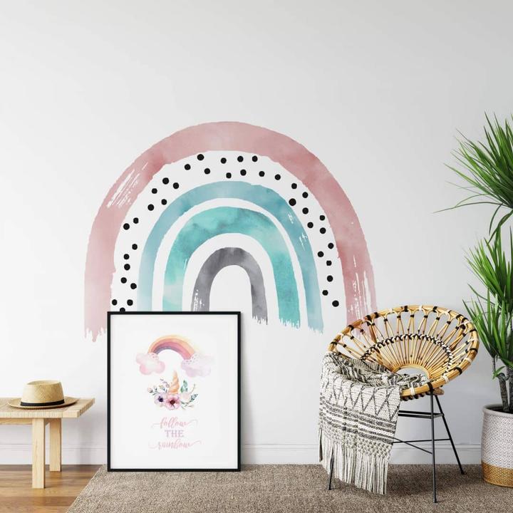 Produktbild Trenddeko Regenbogen Watercolor rosé, türkis (80 x 60 cm)