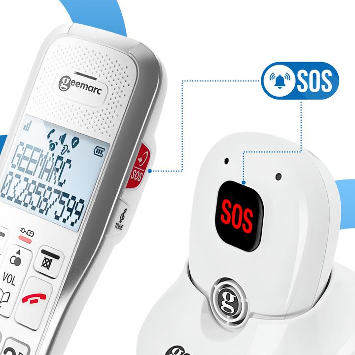 Produktbild Geemarc AMPLIDECT 595 SOS-PRO Schnurl. Notruftelefon- mit Notruf-DECT Anhänger