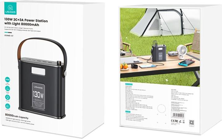 Productafbeelding Usams ST Snellaadset - Powerbank (80000 mAh, 130 W, 296 Wh)
