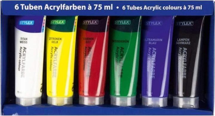Actual product image Stylex Acrylic paints set of 6 (6 different colours, 75 ml)