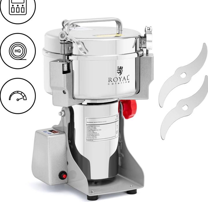 Image du produit Royal Catering Moulin à épices électrique - 1000 g - 20 x 9 cm - 3000 W - numérique - (Sel, Poivre)