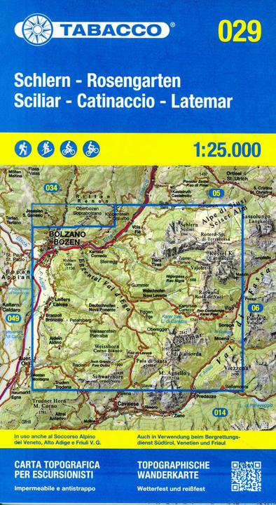 Produktbild Schlern, Rosengarten, Latemar, Regglberg: Wanderkarte Tabacco 029. 1:25000 (Cartes Topograh): GPS. U