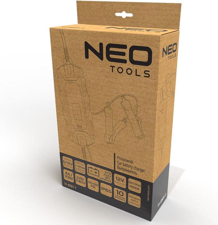 Image du produit Neo Chargeur automatique 4A/70W 3-120Ah pour batteries acide / AGM / GEL