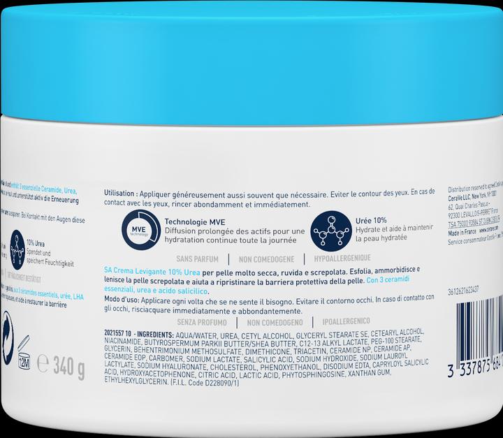 Actual product image CeraVe SA Urea Smoothing Moisturizing Cream (Body cream, 340 ml)