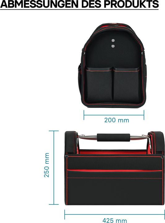 Actual product image Wiltec Tool Bag Size XL with Shoulder Strap and Carrying Handle