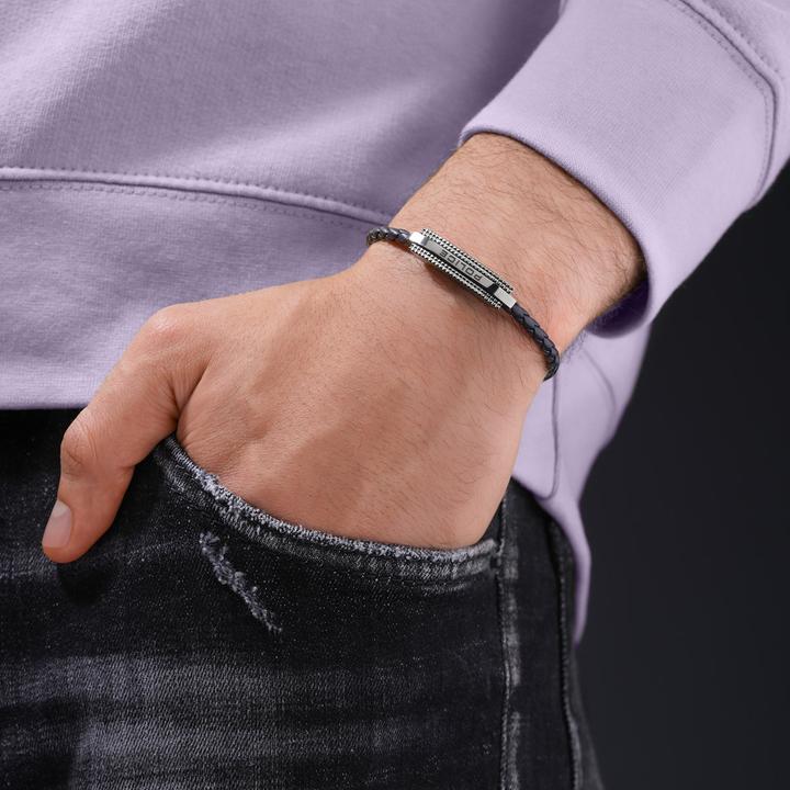 Image du produit Police Bracelet Gripcord (19 cm, Cuir, Acier inoxydable)