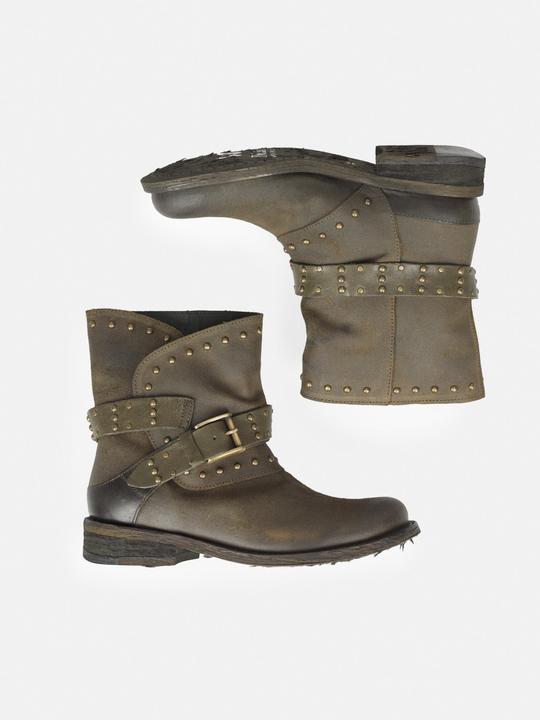 Produktbild Felmini GREDO D905 Bikerstiefel mit dekorativen Nieten entlang des Schafts und Schnallenriemen, mit einem Vi (37)