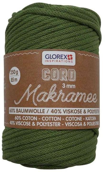 Image du produit Glorex Cordon macramé en laine tissée 3 mm, 250 g, vert olive (85 m)