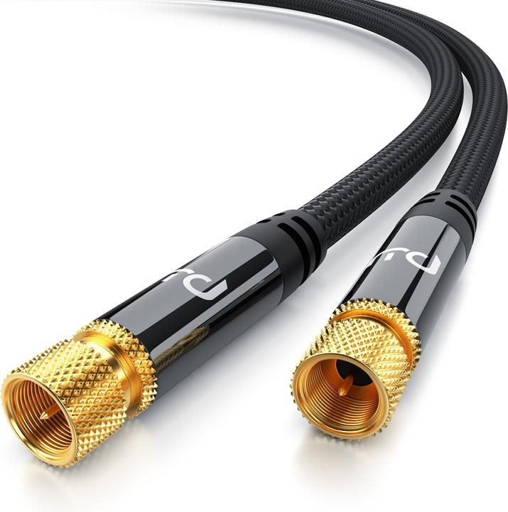 Produktbild Primewire HDTV Satellitenkabel mit Stoffummantelung, SAT Kabel, 135dB 75 Ohm, 8k, 4k, HDTV, F Stecker, schwarz (135 dB, Antennenkabel)