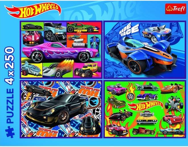 Actual product image Trefl Puzzle 4 x 250 - Mattel Hot Wheels (250 pieces)