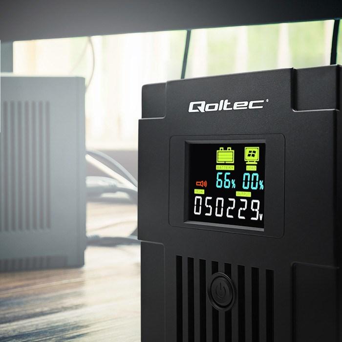 Image du produit Qoltec Zasilacz awaryjny UPS | Monolith | 1500VA | 900W | LCD | USB (1500 VA, 900 W, Line-interactive Onduleur)