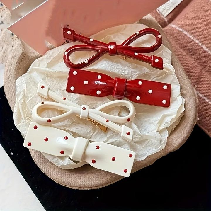 Activity Board 4 Stück niedliche Retro-Haarnadeln mit Schleifen - Polka Dot Haarnadeln mit Pailletten, Haarschmuck (4 Stk.)
