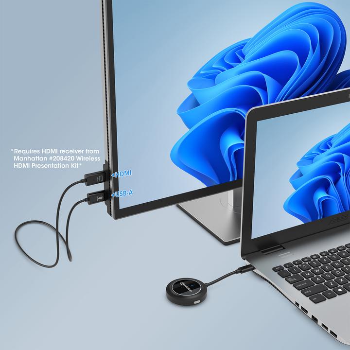 Actual product image Manhattan 1080p Wireless HDMI-Displayadapter mit USB-C-Sendemodul (30 m, HDMI 1.4a)