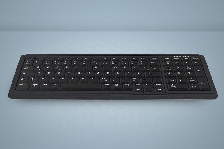 Immagine prodotto Active Key Tastiera compatta stile notebook Industry 4.0 con NumPad PS2 nero (DE, Cablato)