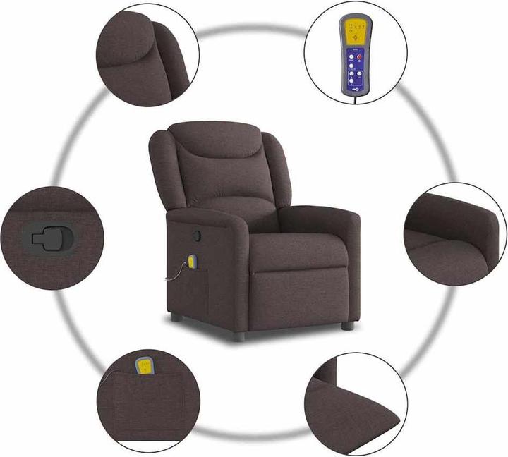Produktbild VidaXL Massagesessel Dunkelbraun Stoff Massage TV-Sessel