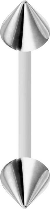 Produktbild Star Piercing Micro Banane weiss mit zwei Cones silber (Chirurgenstahl 316L, Bioflex, ohne Messing)