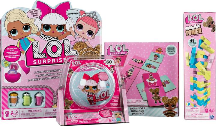 Produktbild Spin Master L.O.L. Surprise! Mega-Pack mit vier Puzzles, Dominosteinen und dem Spiel „7 Schichten voller Spass!“ (232 Teile)