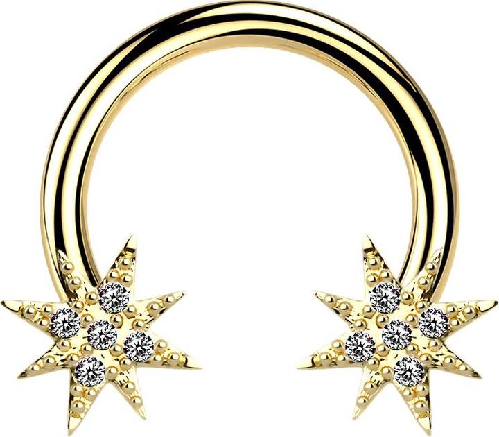 Produktbild Star Piercing Circular Barbell 14k vergoldet mit Stern (Messing, Chirurgenstahl 316L)
