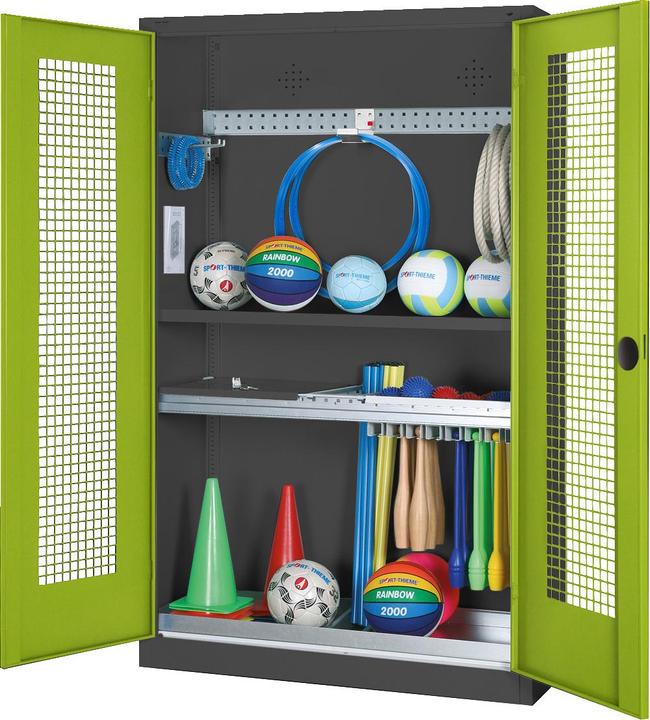 Actual product image C+P Modular sports equipment cabinet with complete equipment (HxWxD: 195x120x50 cm, with perforated